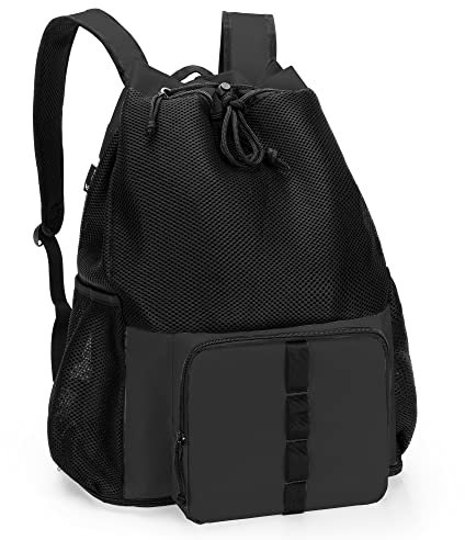 Fasrom Mesh Strandrucksack mit Reißverschluss unten, Sport Gym Rucksack zum Schwimmen, Strand und Pool(Patent Angemeldet), Schwarz