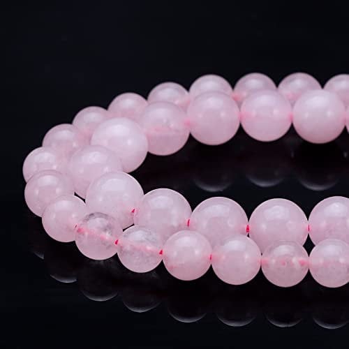 Youngbling Natural Crystal Beads for Jewelry Making, 6mm Rose Quartz Polished Round Smooth Stone Beads for Bracelet Necklace, 15 Inch