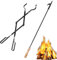 Pinzas para chimenea de 26 pulgadas y pozo de fuego de 32 pulgadas, pinzas de leña para estufa de leña, pinzas de hierro forjado negro resistente para fogata, chimenea, hogueras, uso en interiores y