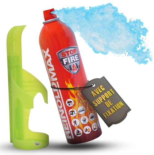 ReinoldMax Petit Extincteur Maison Tous Feux | Extincteurs Incendie Aérosol | Extincteurs ABF, Extincteur Feu Electrique | Extincteur Voiture | Extincteur Domestique 5 en 1 500ml + Support De Montage