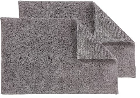 Schöner Wohnen Kollektion Badteppich einfarbig hellgrau - 2er Set 40 x 60 cm – waschbare Badematte rutschfest Badezimmer - 100% Baumwolle – Duschvorleger Trockner geeignet