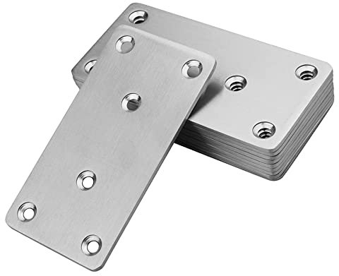 RedBee 10Pcs Mending Plates, 100mm x 50mm x 1.7mm Flat Straight Brackets for Wood, Black Metal Brace for Shelves Furniture Cupboards