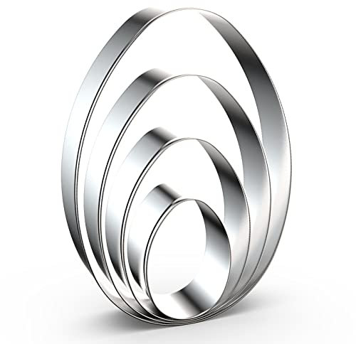 QAAQS Großes Ei-Ausstechformen-Set – 4-teilig, 12,7 cm, 10,2 cm, 7,6 cm, 5,1 cm – Edelstahl