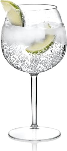 AIOS Lot de 6 verres à gin cannelés incassables en plastique Tritan sans BPA