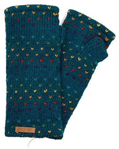 Damen Gestrickte Pulswärmer Stulpen Modell Ines Regenbogen Dunkelpetrol 2 262