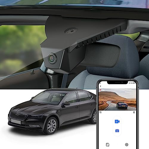 Fitcamx Dash Cam Geeignet für Skoda Superb III 2015 2016 2017 2018 2019 (HD2-8677), OEM Dasch-cam Auto 4K 2160P UHD Video WiFi, Loop-Aufnahme, G-Sensor, WDR Dashcam mit akku, Plug & Play, 64GB Karte