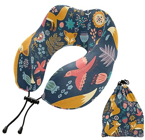 YOUJUNER Reise-Kissen Nette Fuchs Muster Memory Foam Nackenkissen Stützkissen Nackenkissen
