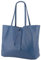 SH Leder ® Damen Echt Rindleder Shopper in Querformat mit Innentasche in vielen Farben Schultertasche Henkeltasche 30x37cm Maja G514 (Jeansblau)