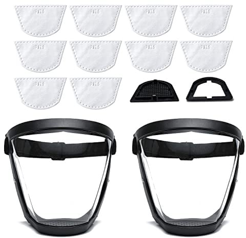 YABOYUGO Pack de 2 protectores faciales superprotectores, anticara completa, protección facial transparente para adultos, máscara facial de plástico