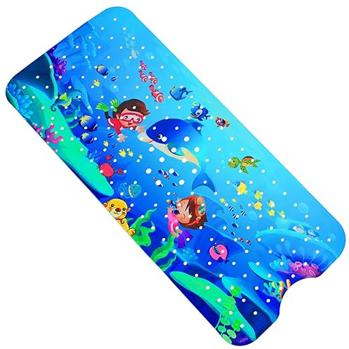 Baby Bath Mat Non Slip Anti Mould, Anti Slip Cartoon Shower Mat for Kids, Bath Mats for Inside Outside of Bath Tub and Bathroom, Rubber Bathtub Matt for Toddler Elderly Washable, Long 40 * 100cm