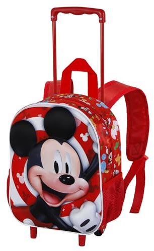Disney Mickey Mouse Twirl-Small 3D Backpack with Wheels, Red, 26 x 34 cm, Capacity 12.5 L