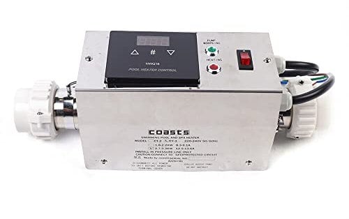 simimasen Schwimmbadheizung Elektrisch Poolheizung Thermostat Wärmetauscher 3KW Elektrisch Wärmetauscher für SPA Bath