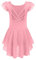 Arshiner Ballettkleid Mädchen Ballettanzug Baumwolle Balletttrikot Kurze Ärmel Ballettkleidung Dunkelrosa Strap-Cross Tanz Trikot mit Chiffon Rock Tütü 150/7-8 Jahre