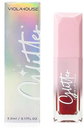 VIOLA HOUSE Lipgloss Glitter, Rossetto liquido lucido Lipgloss, Lipgloss lucido Finitura scintillante sulle labbra.5ML (cristallo) (ciliegia)