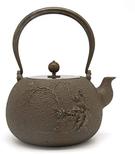 JapanCast Iron Tetsubin Teapot Mini Iron Kettle Cast Iron Kettle Handmade Uncoated Copper Lid Tea Set 1300Ml (2.95 Kg) Tea Accessories