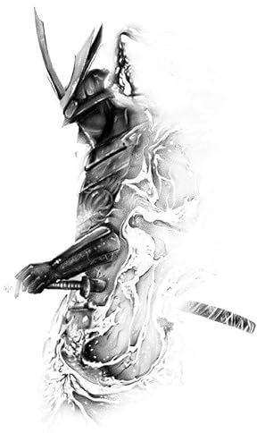 MOQNISE 5 pcs Autocollant De Tatouage De Jus De Samouraï Japonais, Couteau De Protection Imperméable Et Durable, Simulation De Tatouage Semi-Permanent Non Réfléchissant