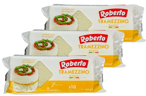 Generisch Roberto - 3er Pack Original italienisches Tramezzino Tramezzini Weißbrot - Weissbrot Tramezzone Tramezzinibrot (Toast ohne Rand, Rinde) in 500 g Packung