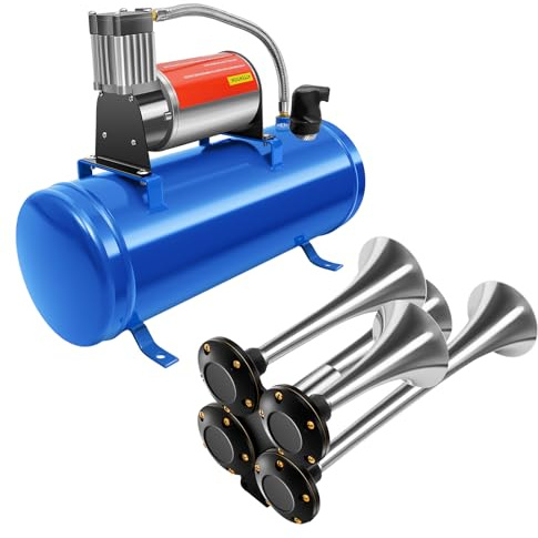 MEHOOSPVN Luftkompressor Auto 12V Luft Kompressoren Druckluft Kompressor Tragbar Druckluft Kompressor Luftkompressor Compressor Air Compressor Druckluftkompressorleise 150PSI 6L Auto mit 4-Rohr-Horn