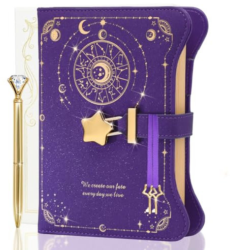 Diary with Lock and Keys for Girls and Women, Locking Diary for Gift Ideas with Gift Box and Pen and Bookmark, Journal for Women with 360 Kraft Pages, B6 Refillable Notebook with Lock for Writing