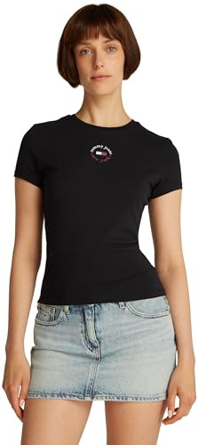 Tommy Jeans Damen T-Shirt Kurzarm Essential Logo Tee Slim Fit