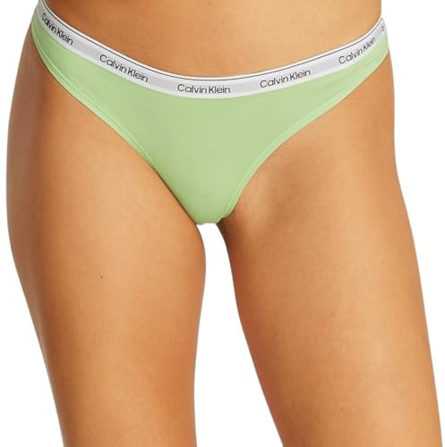 Calvin Klein Damen 3er Pack Strings Thong Unterwäsche, Mehrfarbig (Highline Green/Buff Pink/Gry Htr), M