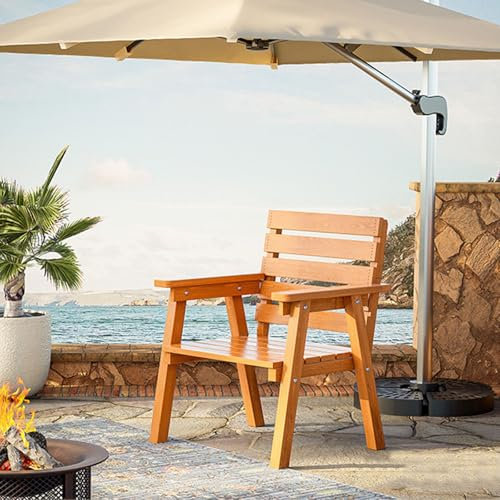 LKPMGOA Sitzbank Outdoor mit Rückenlehne + Armlehne, Wetterfeste Außenbänke, Gartenbank, Dickes Brett, Glatte und wasserdichte Brettoberfläche(Yellow,60cm)