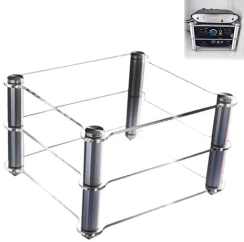 ZIUSFAC Acrylic Audio Component Rack Clear Media Stand Media Stereo Stand Storage Shelves Multi-Purpose Desktop Stand For Small Gaming Consoles, Streaming Device - 2-Layer