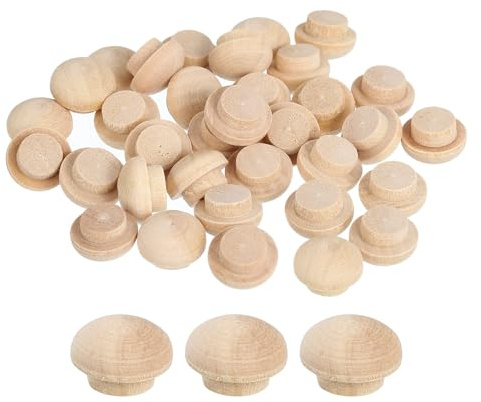 QUARKZMAN 80Pcs Bouchons à Bouton en Bois, 8mm/0,31 Bouchon de Trou de Vis en Bois Dur, Capuchons en Bois de Dôme, Bouchon en Bois pour Meubles, Travail du Bois, Artisanat (12mm x 8mm)