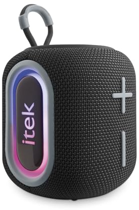 iTek I58084BLK Vibes Wireless Bluetooth Speaker with 7 Multi-coloured LED Light Modes, AUX-In, USB. TWS Capability and Automatic Shut-Off, 5W, Black