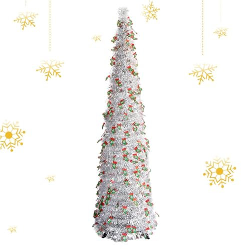 Árbol de Navidad desplegable retráctil | Árbol de Navidad desplegable reutilizable con fácil montaje - Decoración navideña que ahorra espacio, árboles de Navidad para dormitorio, dormitorio