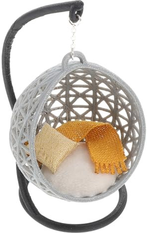 Toyvian Miniatur HäNgesessel Modell, 1:12 Puppenhaus MöBel DIY HäNgender Korb Schaukelstuhl Für Mädchen Hängematte Schaukelstuhl FüR Schreibtisch Und Miniaturlandschaften