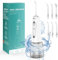 Water Flosser, Portable Oral Irrigator for Teeth with 5 Modes& 6 Replaceable Jet Tips, 300ML Rechargeable&IPX7 Waterproof Tooth Flosser for Home,Travel (White)