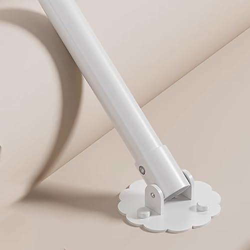 WWERTYY Barre de penderie Murale coudée avec Support réglable, Support en Acier Inoxydable, Barre de Douche pivotante à 180°, Tringle à Rideau dans la Salle de Bain, Peut/sans perçage (Bla