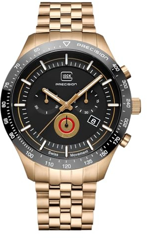 GLOCK Herren Quarz Uhr | 46mm Gehäuse | Armbanduhr mit Coyote-Edelstahlgehäuse | Schwarzem Zifferblatt | Coyote Gliederarmband | 20ATM | GW-35-2-22