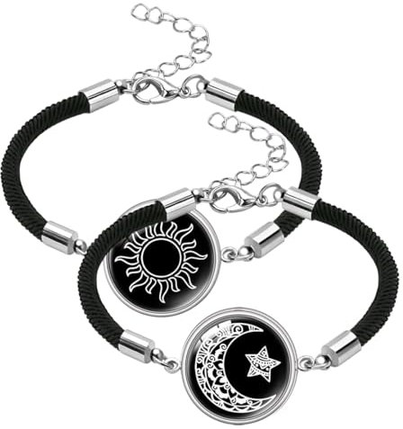 Zweiteilige verstellbare Sonne- und Mond-Freundschaftsarmbänder, Paararmbänder, Paar, beste Freundin, Geburtstagsgeschenk