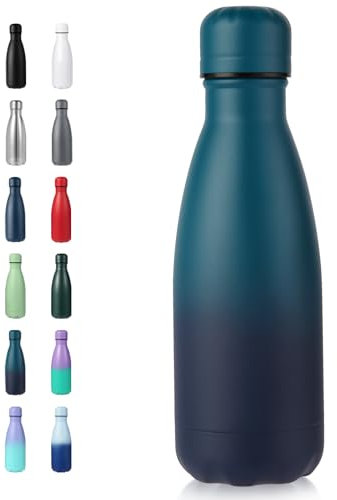 Volhoply 350ml/12oz Small Water Bottle Stainless Steel, BPA Free Insulated Water Bottles, Double Wall Cola Shape Flask, Keeps Cold 24 Hours and Hot 12 Hours for Kids Handbag (Dark Night)