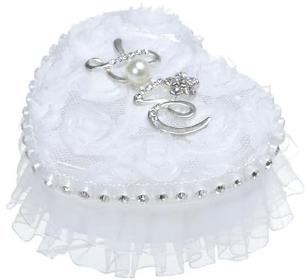 LONGHAO Herzförmiges Hochzeit Ringkissen, Weiß 3, 15x20 cm, Klassisch, Plüsch, 1 stück, Hochzeitszeremonien, Heiratsanträge