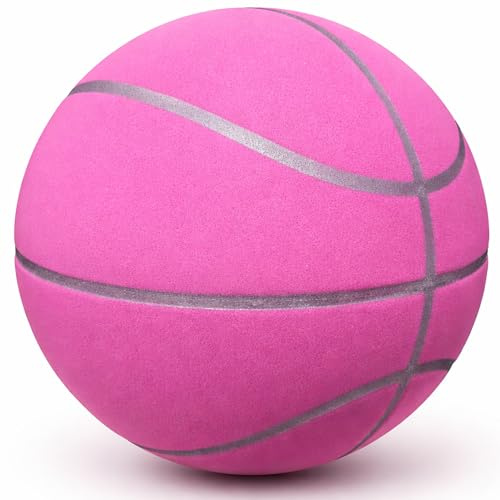 Ealacritas Pallone da basket in schiuma poliuretanica professionale, con impugnatura scanalata, con impugnatura scanalata, senza compressione, ideale per allenamento e allenamento al chiuso (rosa, n