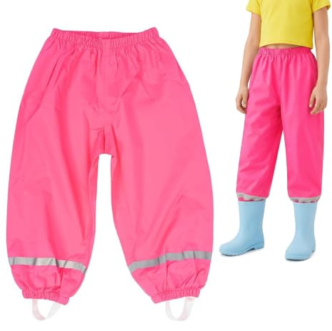 Zouwel Pantaloni da pioggia unisex per bambini, sfoderati, antivento e impermeabili, per ragazzi e ragazze, ideali per pioggia e fango