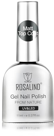 ROSALIND Matte Top Coat UV Nagellack 11ml Gel Nagellack Matte Überlack | Soak-Off UV LED Matte Top Coat für Gelnägel Nail Art Maniküre Langanhaltend Großvolumen