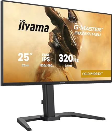 iiyama G-Master Gold Phoenix GB2591HSU-B1 Full-HD Fast IPS Gaming-Monitor | 62cm, 24,5, 320Hz, 0.4ms, HDMI, DP, USB3.2, USB-C, Lautsprecher, G-SYNC, HDR10, Black Tuner, Höhenverstellung, VESA, schwarz