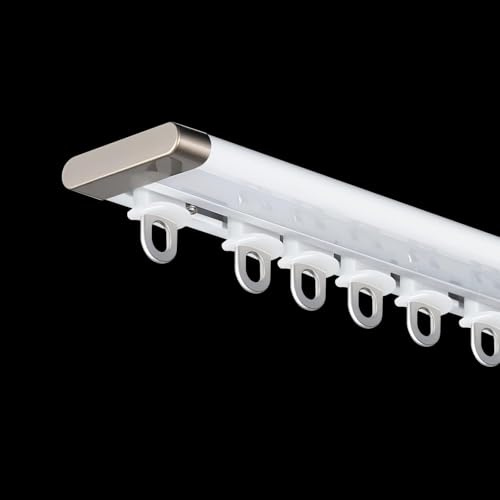 NOIRDA Ultradünne Vorhangschiene 1 Läufig, Unsichtbare Aluminium-Gardinenschiene, Raumteilersystem Für Schlafzimmer, Badezimmer, Individuelle Länge(Weiß,100cm/3.3ft)