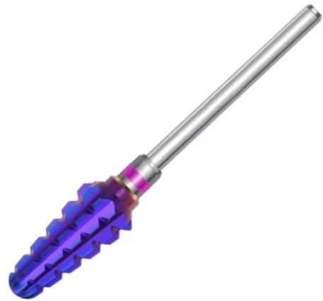 Mozulon 5-in-1-Tornado-Bits, 3/32-Zoll-Hartmetall-Nagelbohrer, Fräser for die Gelentfernung bei Maniküre, elektrisches Nagelfeilenzubehör(Purple-3XC)