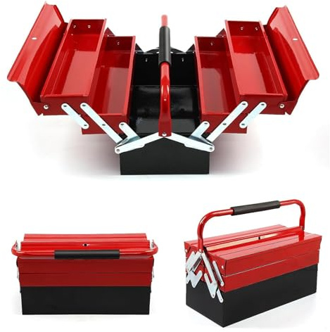 SUNNYNEST Metal Tool Box 43×22×21cm 5 Drawer Cantilever Toolbox Organizer | Steel Tool Storage Case 3-tier cantilever design with five drawers portable handle corrosion resistance for workshop