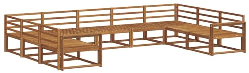 vidaXL Outdoor-Sofagarnitur 9 pcs Natur Massivholz Akazie, Outdoor modernes Sofa Set, robuste Patiosammlung, vielseitige Gartenmöbel, Sectional Lounger für Entspannung im Hinterhof