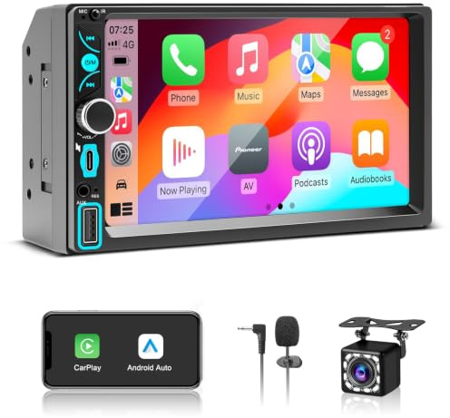 WERESOUND 2 DIN Bluetooth Car Radio with Wireless CarPlay & Android Auto | Double DIN 7 Pollici HD Touch Screen, Car Radio with Mirror Link, FM, EQ, SWC, Type-C, GPS Navigation, Rear Camera, Mic