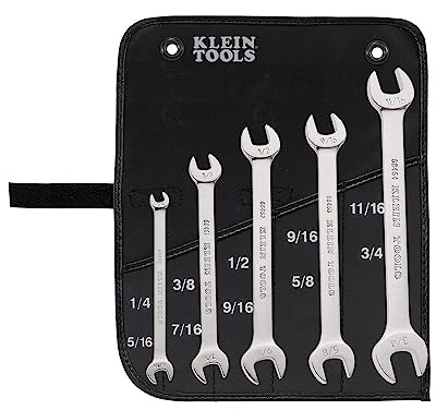 Klein Tools 68450 Open End SAE Wrench Set, 5-Piece With Rolling Pouch