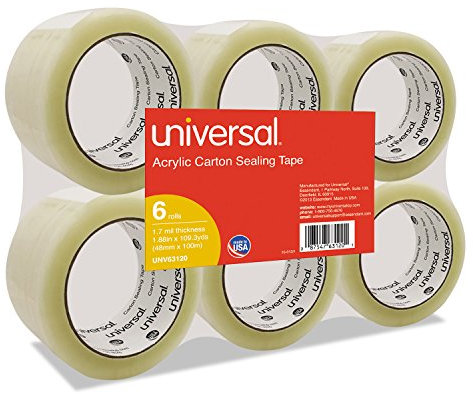 Box Sealing Tape, 2 x 110 yards, 3 Core, Clear, 6/Pack, Sold as 1 Package