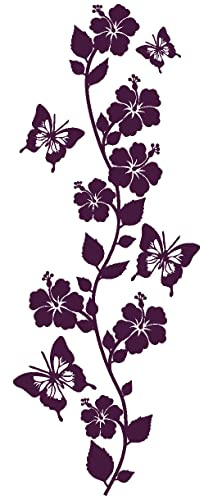 Samunshi® Blumenranke Wandtattoo lang 19 x 50cm aubergine