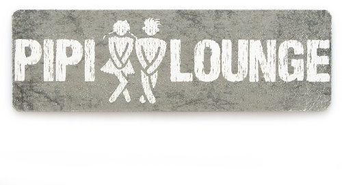Interluxe Schild Pipi Lounge grau mit Klebepunkten Toilette Gäste WC Badezimmer Türschild Hinweisschild Holzschild